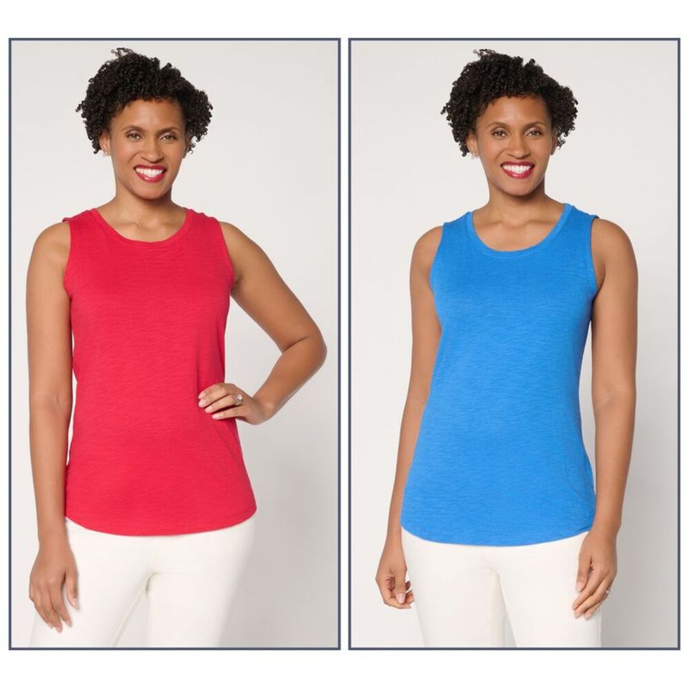 Gloria Vanderbilt Women's Top Sz L Slub Knit Tanks Multi-colored A676929